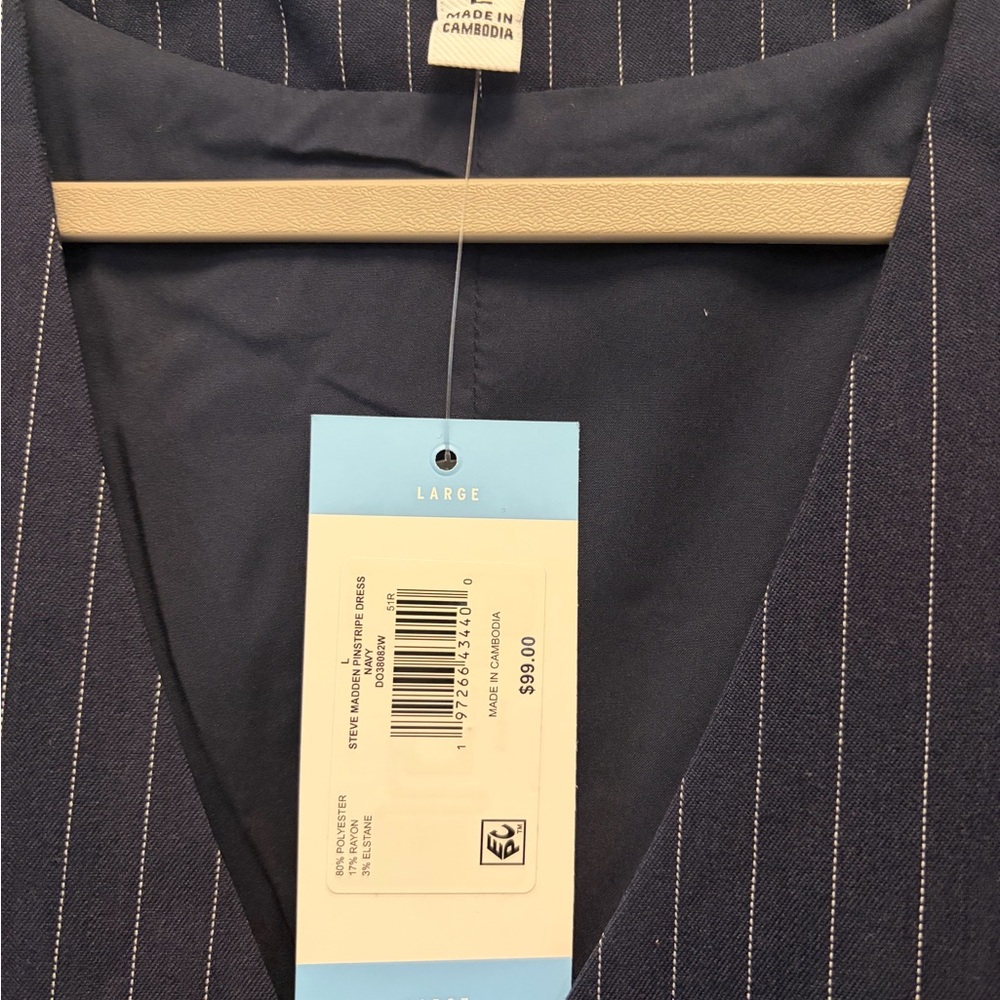 Steve Madden Navy Pinstripe Dress - Picture 4 of 4